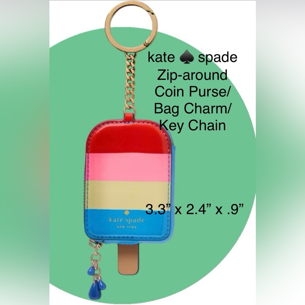 Kate Spade NEW W/tags Leather Popsicle Coin Purse/Bag Charm/Keychain RP $129